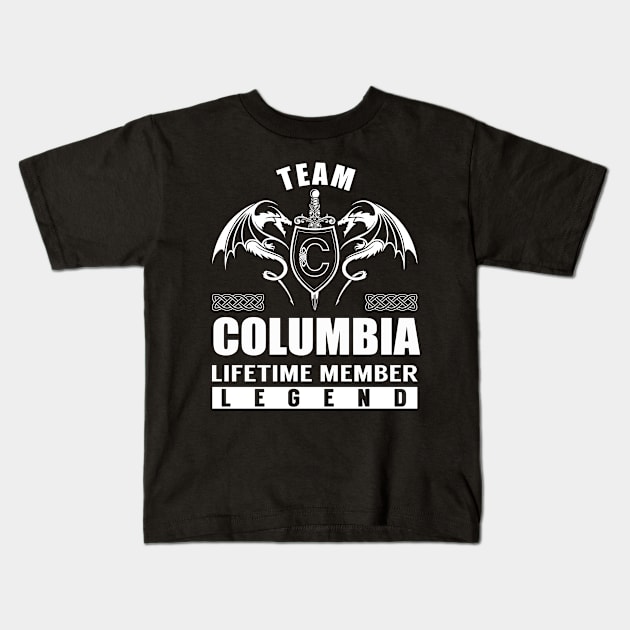 Team COLUMBIA Lifetime Member Legend Kids T-Shirt by Lizeth